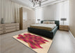 Patterned Crimson Red Rug in a Bedroom, pat2759org