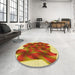 Round Patterned Red Rug in a Office, pat2759yw