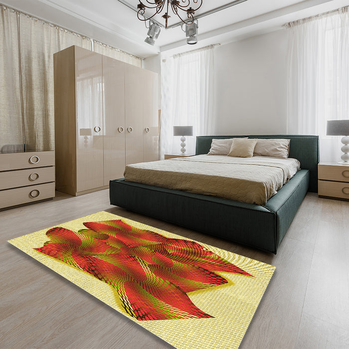 Patterned Red Rug in a Bedroom, pat2759yw