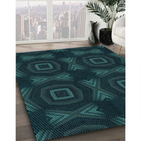 Patterned Teal Green Rug, pat276lblu