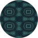 Square Patterned Teal Green Rug, pat276lblu