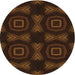 Square Patterned Saddle Brown Rug, pat276org