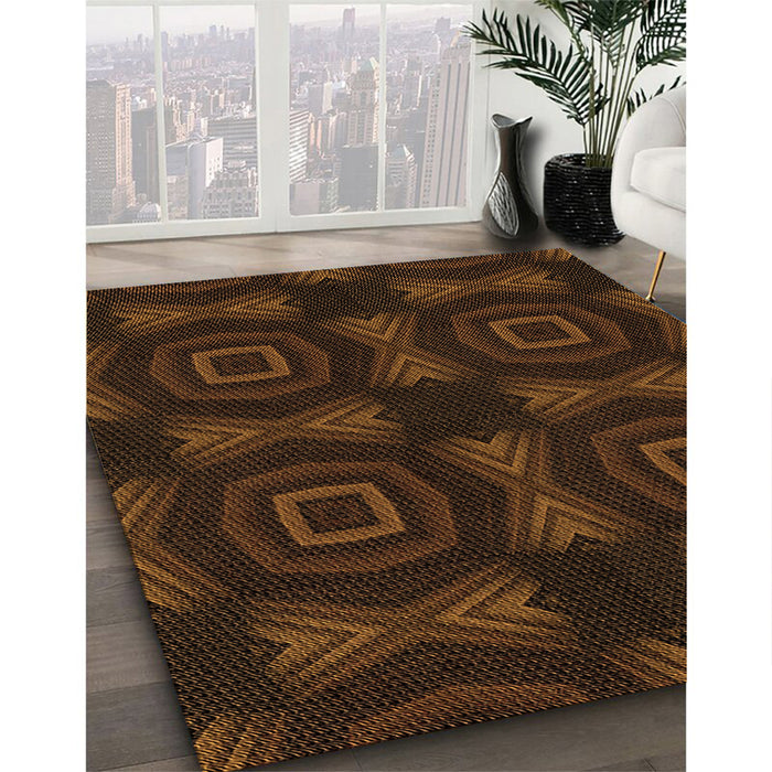 Machine Washable Transitional Saddle Brown Rug in a Family Room, wshpat276org