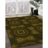 Patterned Dark Bronze Brown Rug, pat276yw