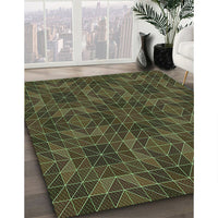 Patterned Olive Green Rug, pat2760grn