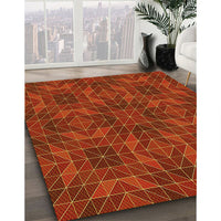 Patterned Orange Red Orange Rug, pat2760yw