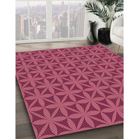 Patterned Rose Red Rug, pat2761brn