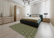 Patterned Green Rug in a Bedroom, pat2761grn