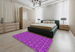 Machine Washable Transitional Dark Violet Purple Rug in a Bedroom, wshpat2761