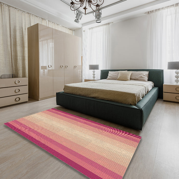 Patterned Red Rug in a Bedroom, pat2762brn