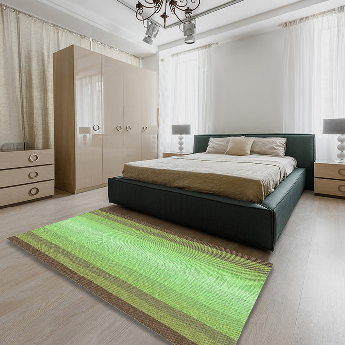 Patterned Olive Green Rug in a Bedroom, pat2762grn