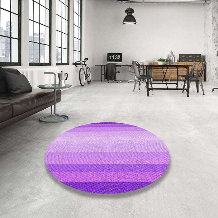 Round Patterned Violet Purple Rug in a Office, pat2762pur