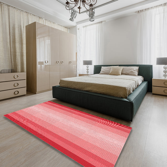 Patterned Light Coral Pink Rug in a Bedroom, pat2762rd