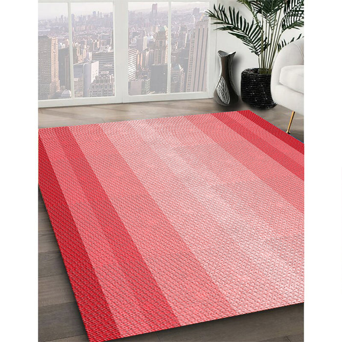 Patterned Light Coral Pink Rug in Family Room, pat2762rd