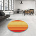 Round Patterned Orange Red Orange Rug in a Office, pat2762yw