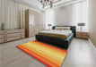 Patterned Orange Red Orange Rug in a Bedroom, pat2762yw