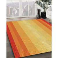 Patterned Orange Red Orange Rug, pat2762yw