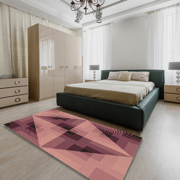 Patterned Sunrise Orange Rug in a Bedroom, pat2763brn