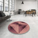 Round Patterned Sunrise Orange Rug in a Office, pat2763brn