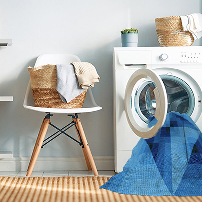 Machine Washable Transitional Blue Rug in a Washing Machine, wshpat2763lblu