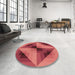 Round Patterned Crimson Red Rug in a Office, pat2763org