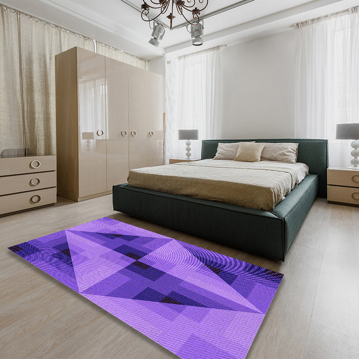 Round Machine Washable Transitional Purple Rug in a Office, wshpat2763pur