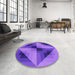 Round Patterned Purple Rug in a Office, pat2763pur