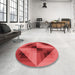 Round Patterned Red Rug in a Office, pat2763rd