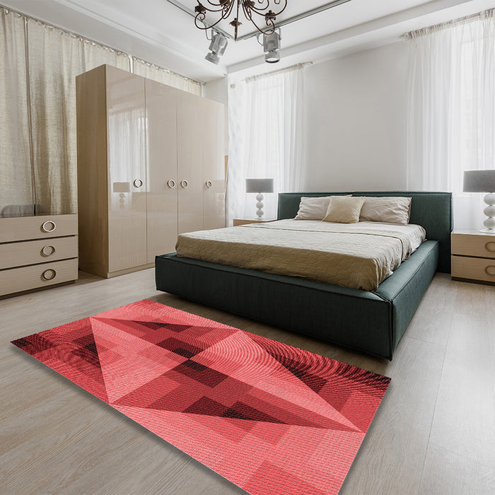 Patterned Red Rug in a Bedroom, pat2763rd