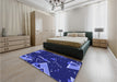 Patterned Earth Blue Rug in a Bedroom, pat2764blu