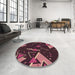 Round Patterned Cherry Red Rug in a Office, pat2764brn