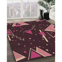 Patterned Cherry Red Rug, pat2764brn