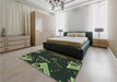 Patterned Green Rug in a Bedroom, pat2764grn