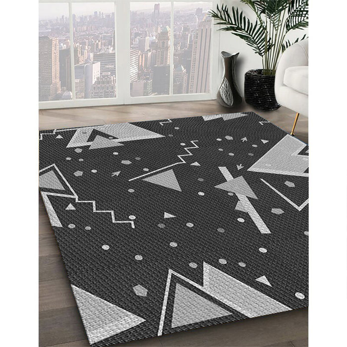 Machine Washable Transitional Charcoal Black Rug in a Family Room, wshpat2764gry