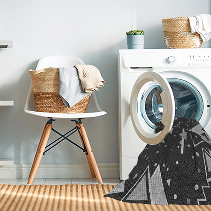 Machine Washable Transitional Charcoal Black Rug in a Washing Machine, wshpat2764gry