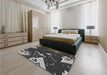 Patterned Charcoal Black Rug in a Bedroom, pat2764gry