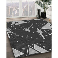 Patterned Charcoal Black Rug, pat2764gry