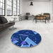 Round Patterned Blue Rug in a Office, pat2764lblu