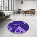 Round Patterned Purple Rug in a Office, pat2764pur