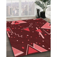 Patterned Red Rug, pat2764rd