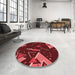 Round Patterned Red Rug in a Office, pat2764rd