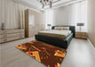 Patterned Maroon Red Rug in a Bedroom, pat2764yw