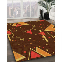 Patterned Maroon Red Rug, pat2764yw