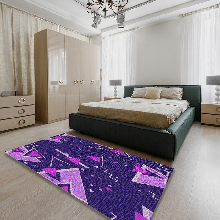 Machine Washable Transitional Indigo Purple Rug in a Bedroom, wshpat2764