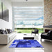 Square Patterned Sky Blue Rug in a Living Room, pat2765blu