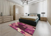 Patterned Rose Red Rug in a Bedroom, pat2765brn