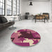 Round Patterned Rose Red Rug in a Office, pat2765brn