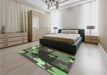 Patterned Green Rug in a Bedroom, pat2765grn