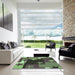 Square Patterned Green Rug in a Living Room, pat2765grn