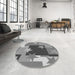 Round Patterned Gray Rug in a Office, pat2765gry